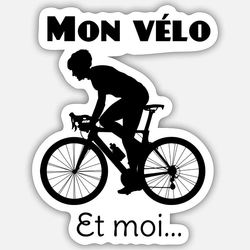 mon velo et moi - Sticker taille S (10 x 10 cm) - blanc mat