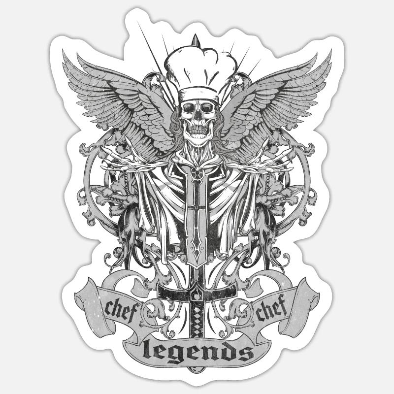 Chef Legends Vintage - Sticker size S (10 x 10 cm) - white matte