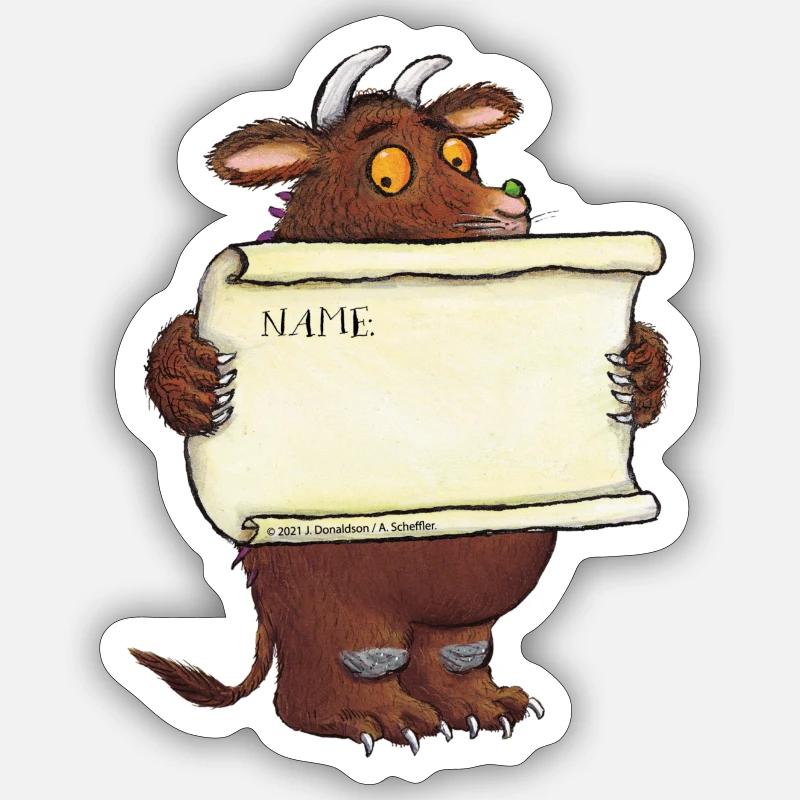 Der Grüffelo Schild Personalisierbar mit Name - Sticker Größe S (10 x 10 cm) - Mattweiß