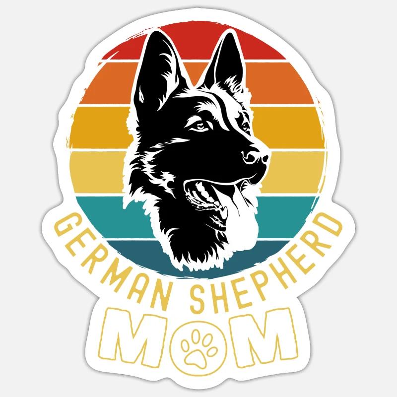 German Shepherd Mom Schäferhund Mama Mutter dog - Sticker Größe S (10 x 10 cm) - Mattweiß