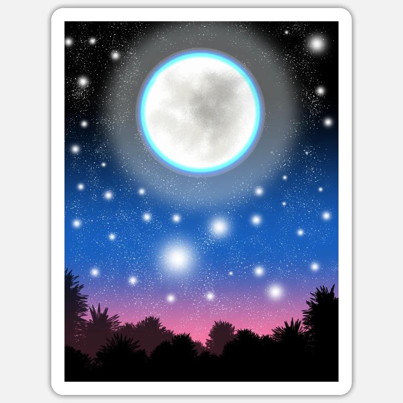 full moon - Sticker size S (10 x 10 cm) - white matte