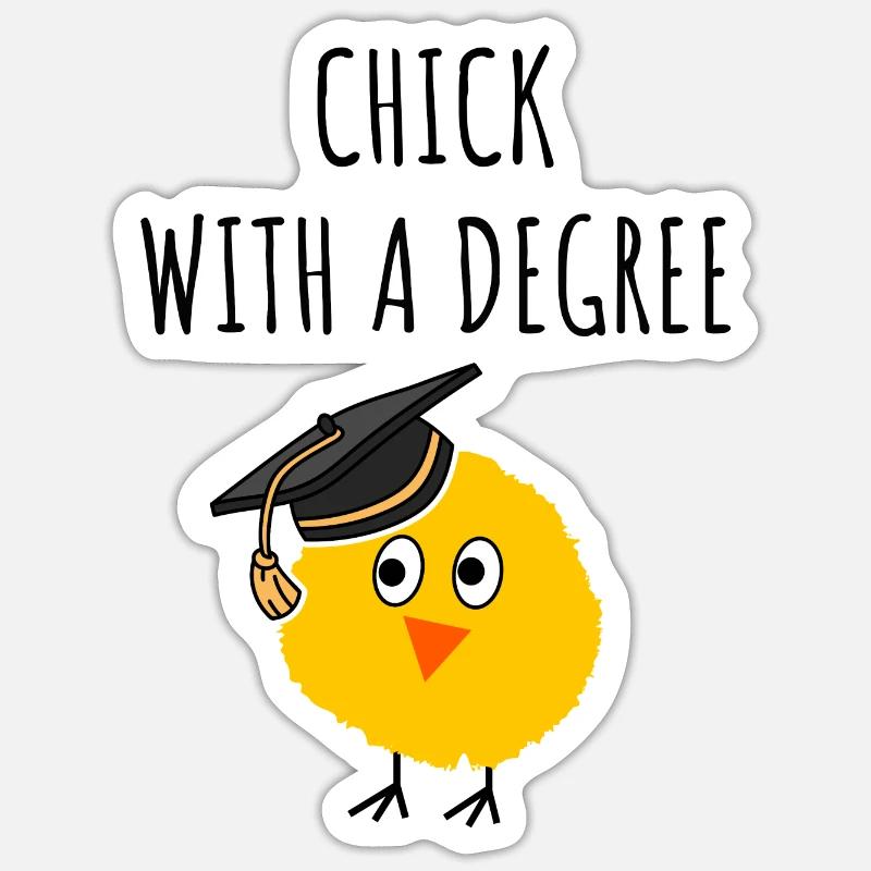 chick with a degree - Sticker taille S (10 x 10 cm) - blanc mat