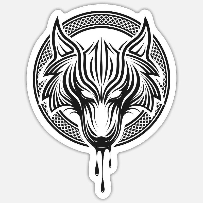 Celtic Wolf - Sticker taille S (10 x 10 cm) - blanc mat