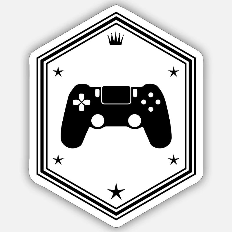 controller gamer - Sticker taille S (10 x 10 cm) - blanc mat