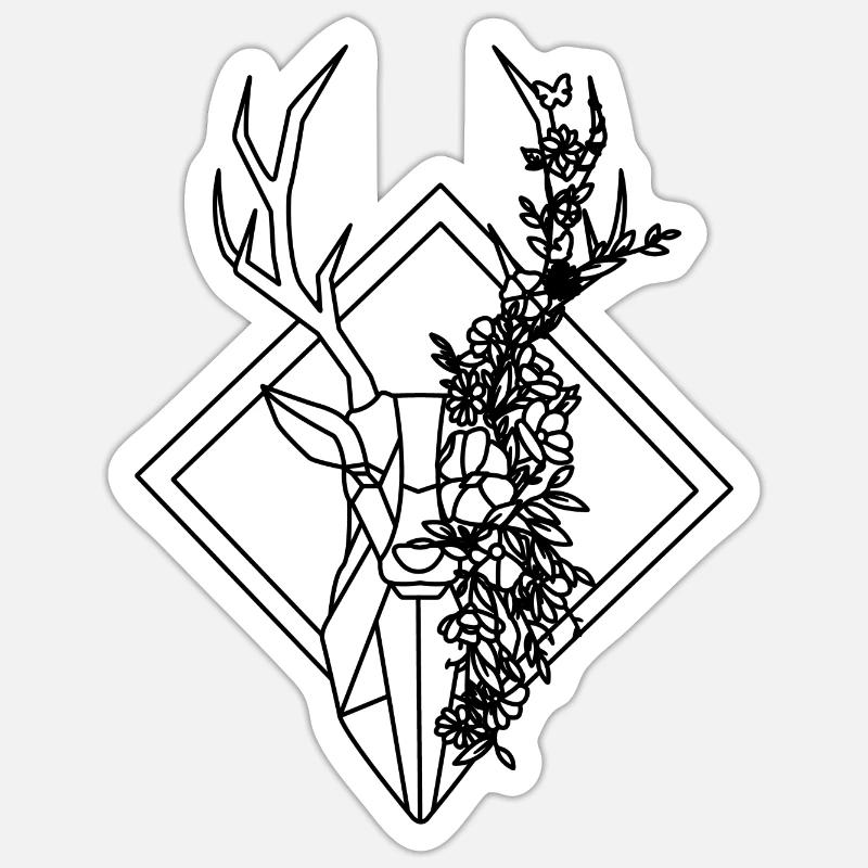 Rentiere - Hirsche - Sticker Größe S (10 x 10 cm) - Mattweiß