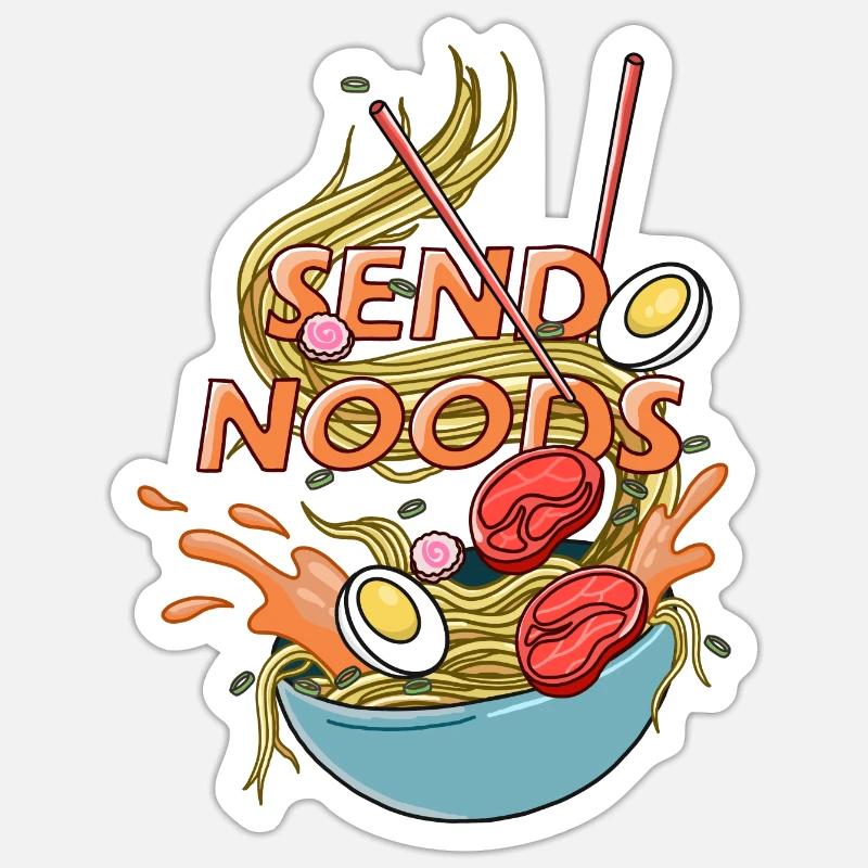Envoyer des nouilles Ramen - Sticker taille S (10 x 10 cm) - blanc mat