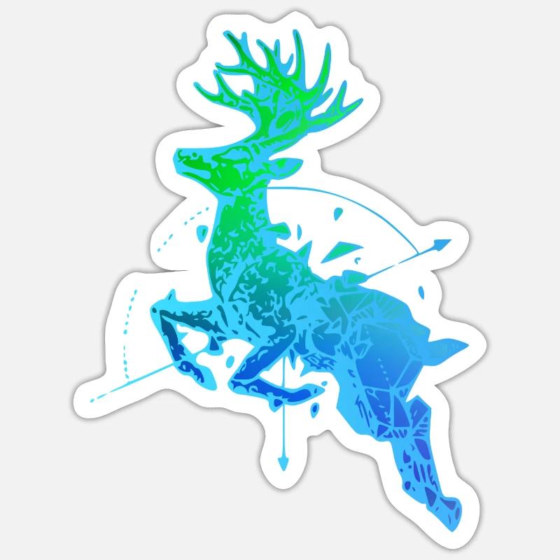 Hirsch mit Kompass - Sticker Größe S (10 x 10 cm) - Mattweiß