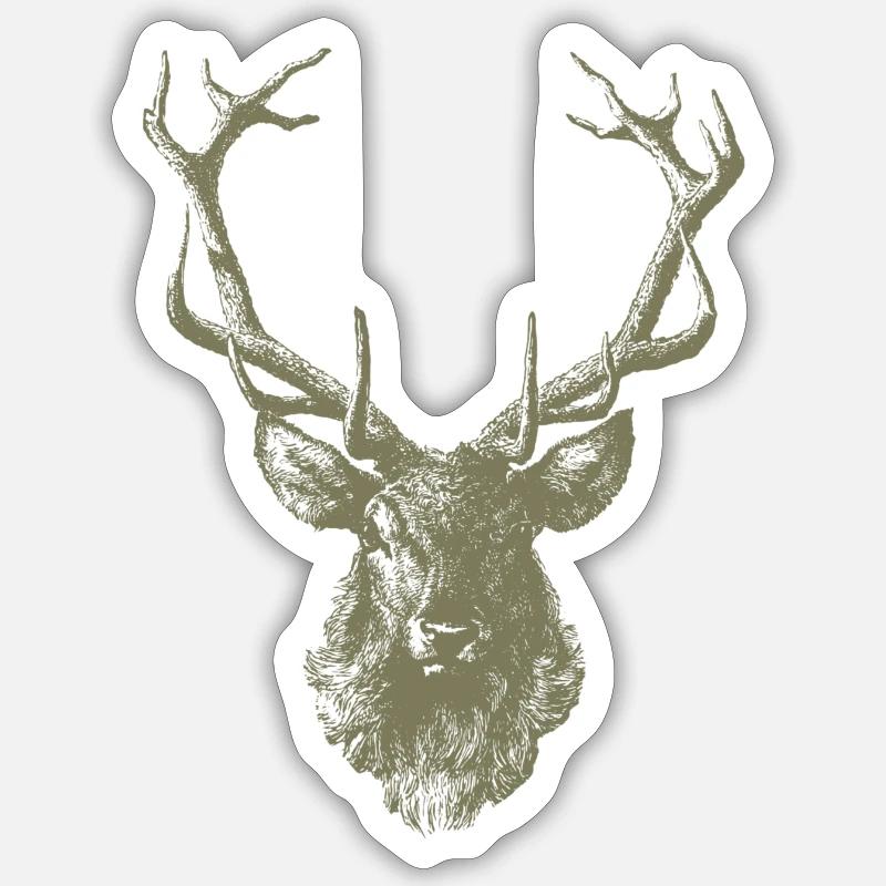 Hirsch Hirschgeweih Jäger Jagd Hirschjagd Wild Sticker Größe S (10 x 10 cm)