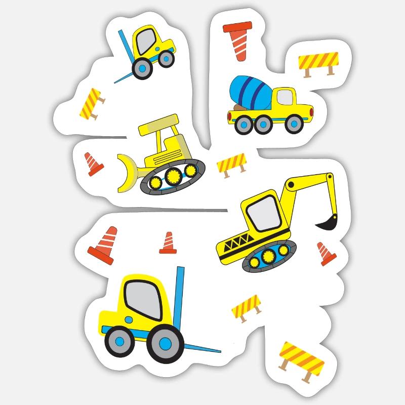 Construction sites Vehicles - Sticker size S (10 x 10 cm) - white matte