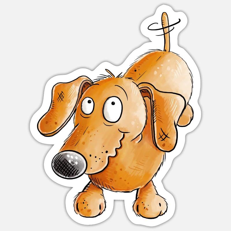Joyeux teckel I Teckel I Chien - Sticker taille S (10 x 10 cm) - blanc mat