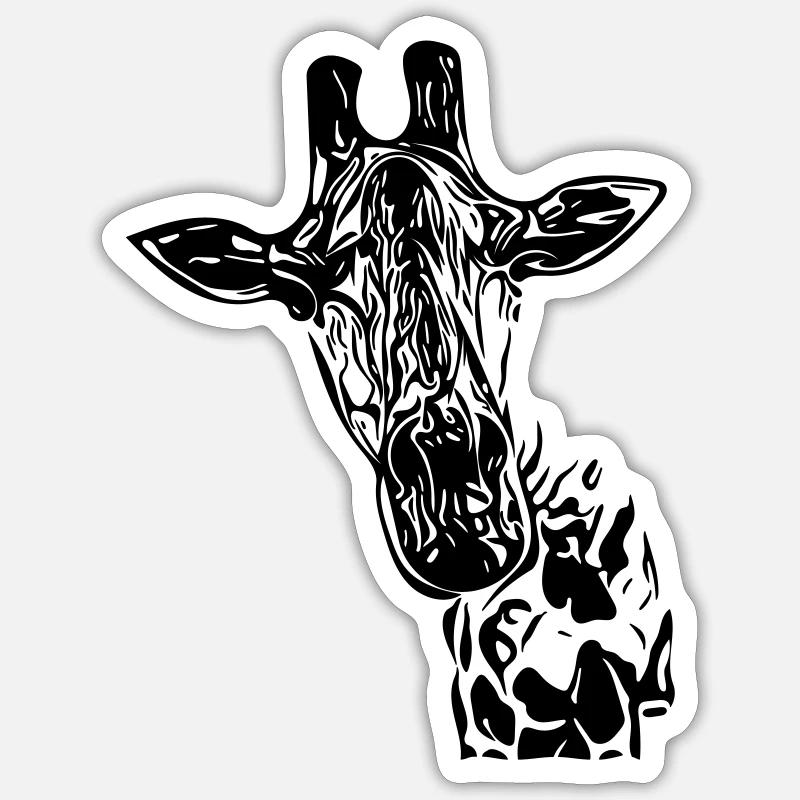 Vintage Vector Giraffe - Sticker Größe S (10 x 10 cm) - Mattweiß