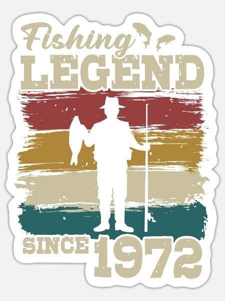 1972 Jahrgang geboren Angler Geburtstag - Sticker Größe S (10 x 10 cm) - Mattweiß