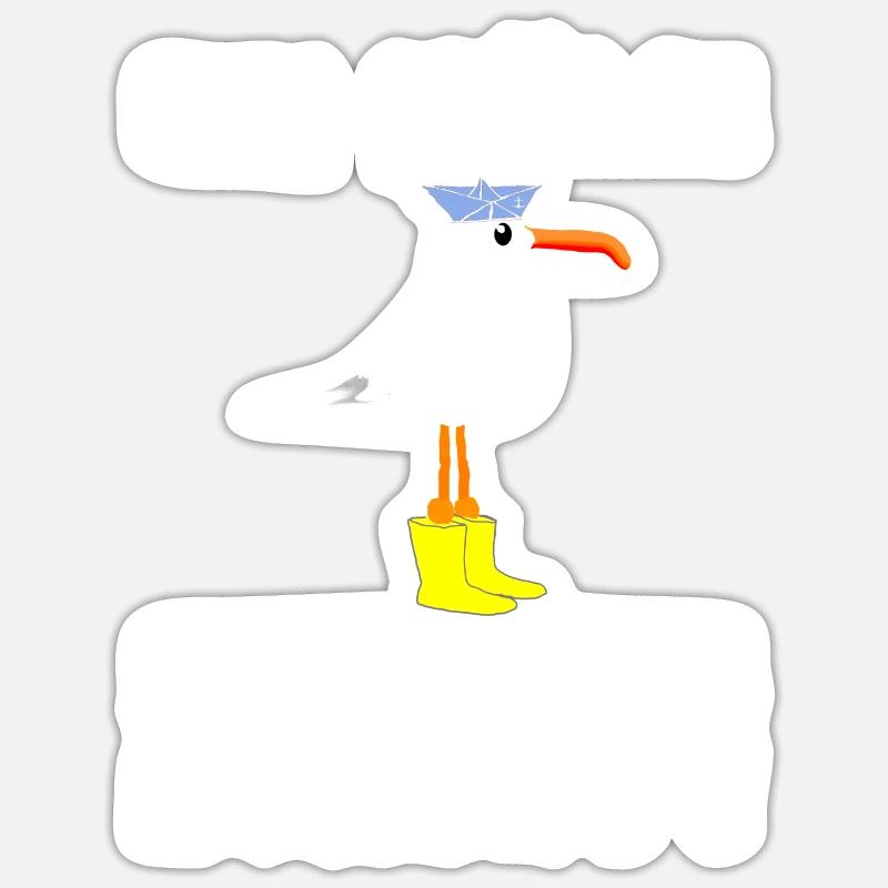 Moin Möwe Seemann Unisex Geschenkidee Sticker Größe S (10 x 10 cm)