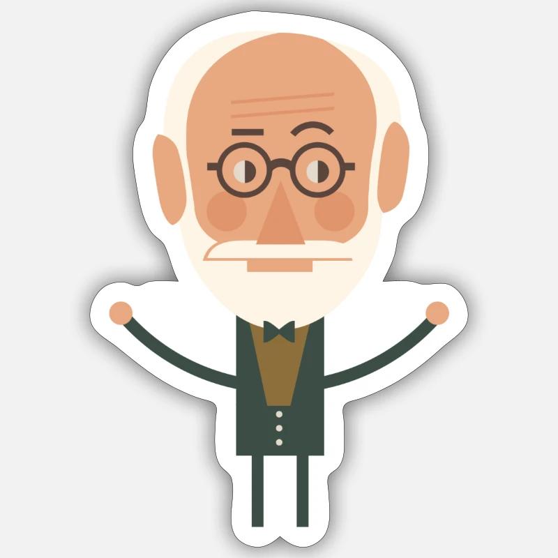 Sigmund Freud - Sticker taille S (10 x 10 cm) - blanc mat