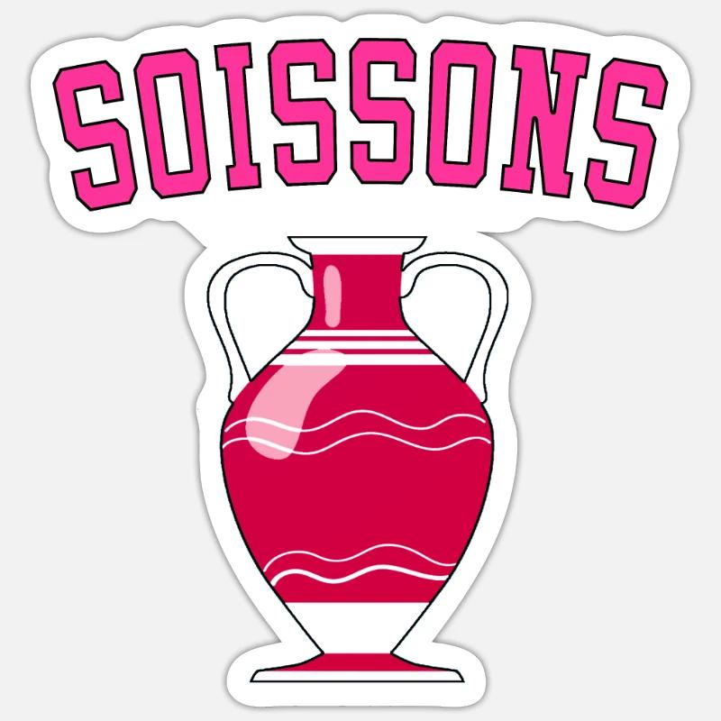 Soissons vase - pink - - Sticker taille S (10 x 10 cm) - blanc mat