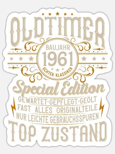 Oldtimer Baujahr Jahrgang 1961 Geburtstag Geschenk - Sticker Größe S (10 x 10 cm) - Mattweiß