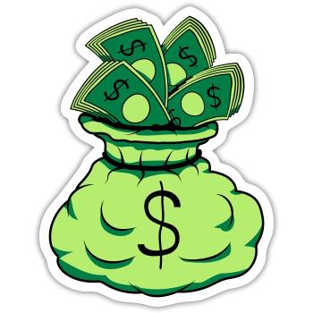 Money Sack Notes - Sticker size S (10 x 10 cm) - white matte - Front