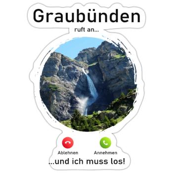 Graubünden Naturruf Design - Sticker Größe S (10 x 10 cm) - Mattweiß - Vorne