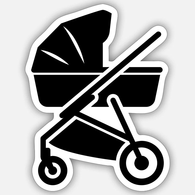 Poussette bébé - Sticker taille S (10 x 10 cm) - blanc mat