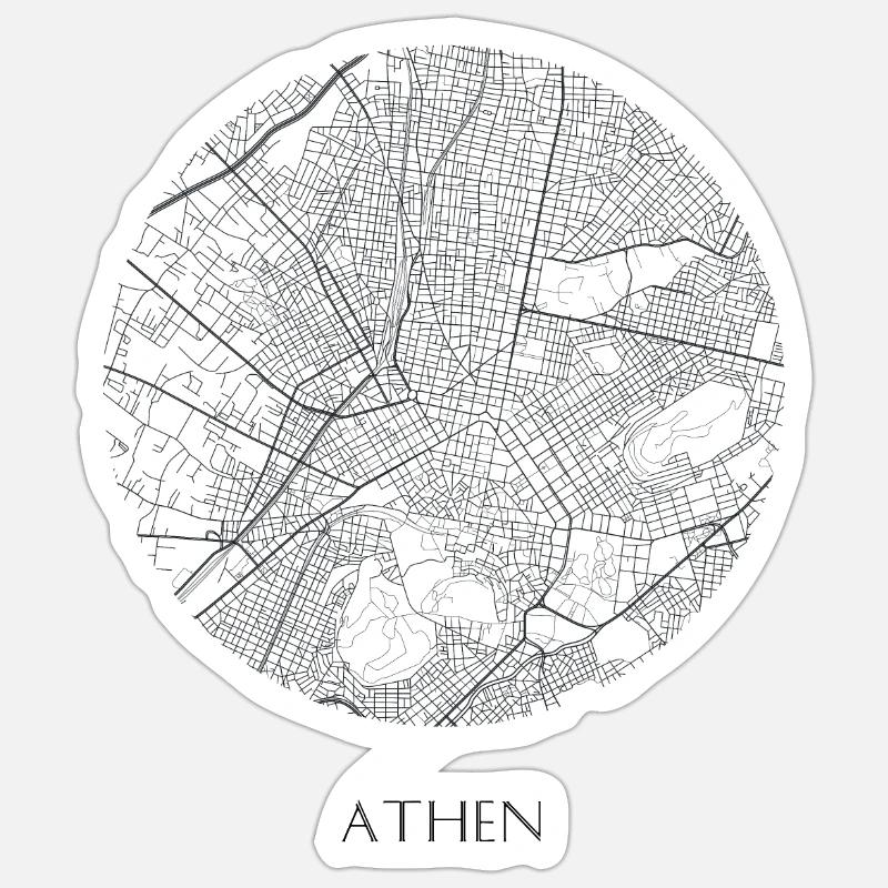Carte d’Athènes dans le comté Sticker taille S (10 x 10 cm)