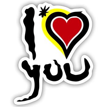 Ich liebe dich Herz Abstrakte Kunst Valentinstag - Sticker Größe S (10 x 10 cm) - Mattweiß - Vorne