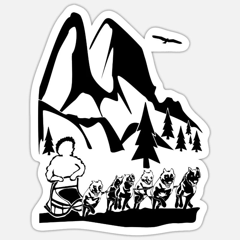 Husky sledding Sticker size S (10 x 10 cm)