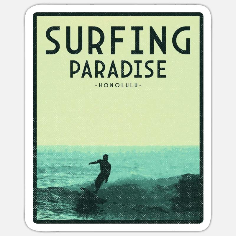Paradis du surf à Honolulu Sticker taille S (10 x 10 cm)