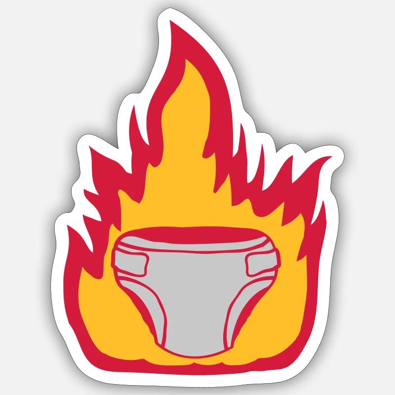 Fire diaper hot - Sticker size S (10 x 10 cm) - white matte