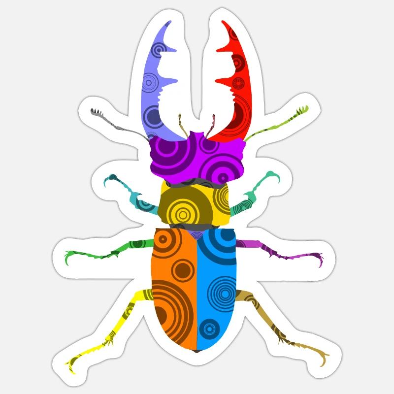 Hirschkäfer - Sticker Größe S (10 x 10 cm) - Mattweiß