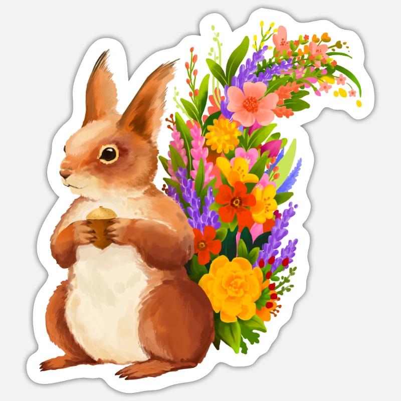 Eichhörnchen - Sticker Größe S (10 x 10 cm) - Mattweiß