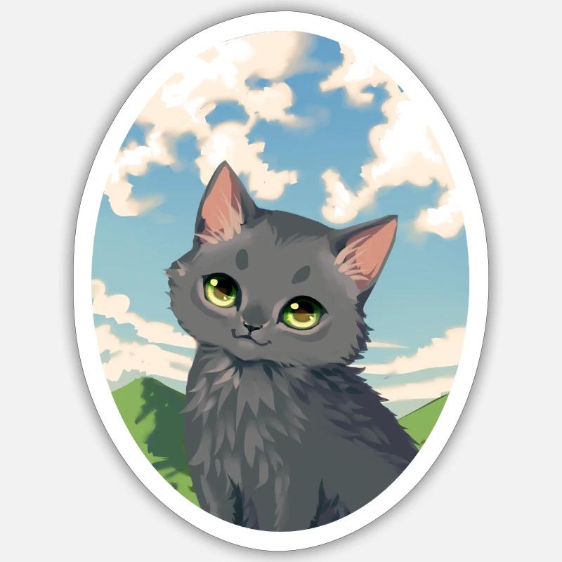Dovewing Taubenflug Graue Katze Kitten Himmel - Sticker Größe S (10 x 10 cm) - Mattweiß