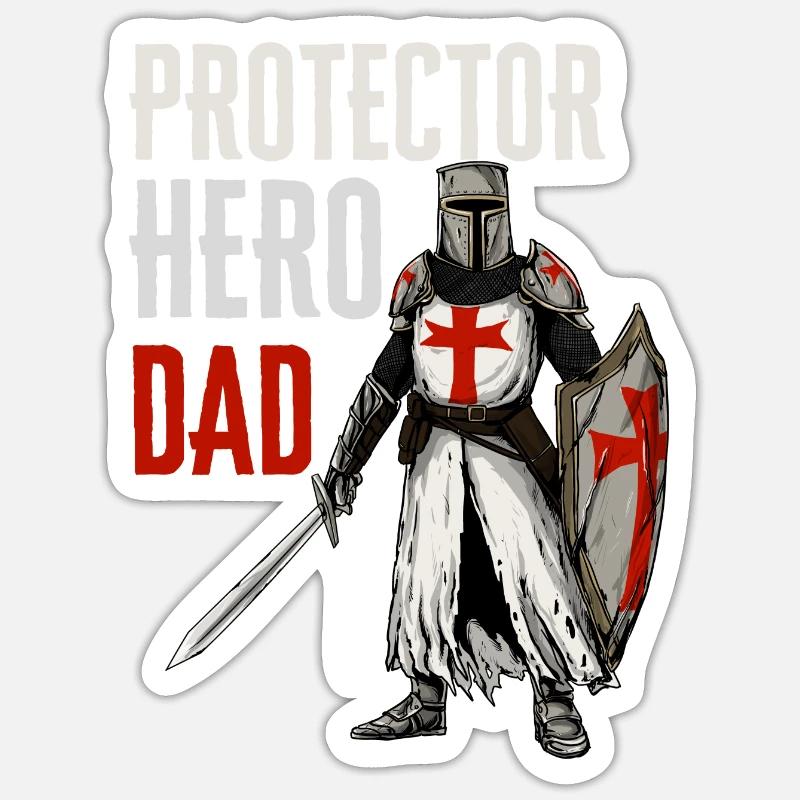 Protector, Hero, Father - Templar Sticker size S (10 x 10 cm)
