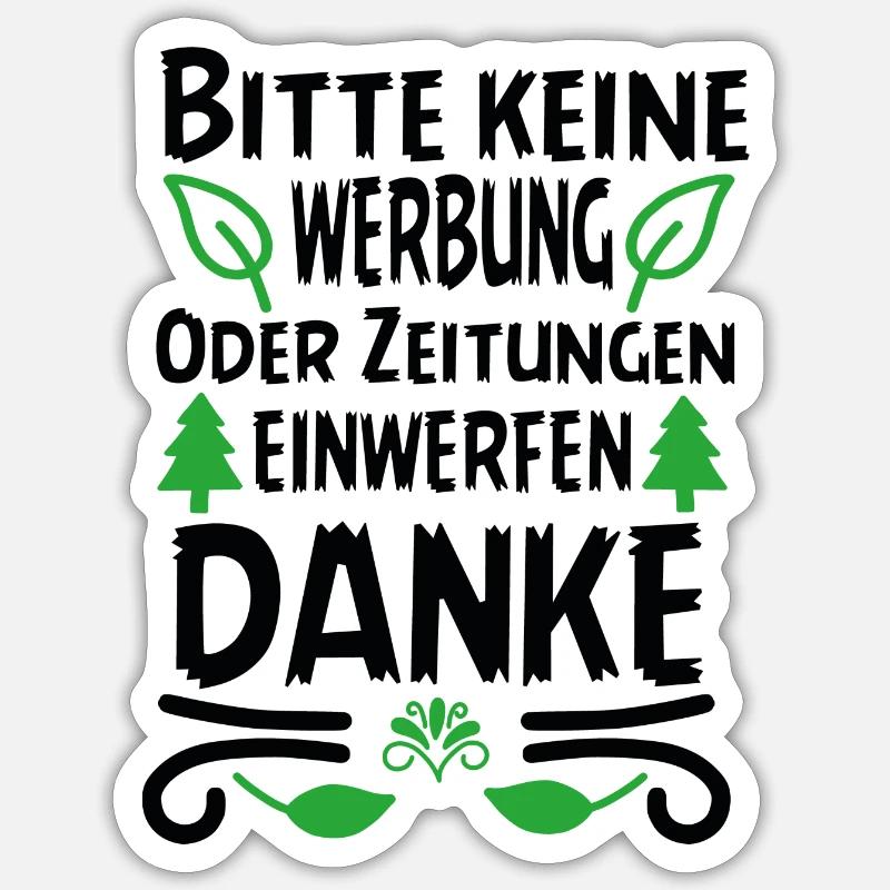 Briefkasten Bitte Keine Werbung oder Zeitungen - Sticker Größe S (10 x 10 cm) - Mattweiß