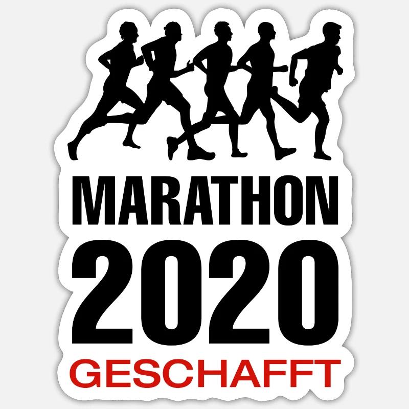 Course de marathon - Sticker taille S (10 x 10 cm) - blanc mat