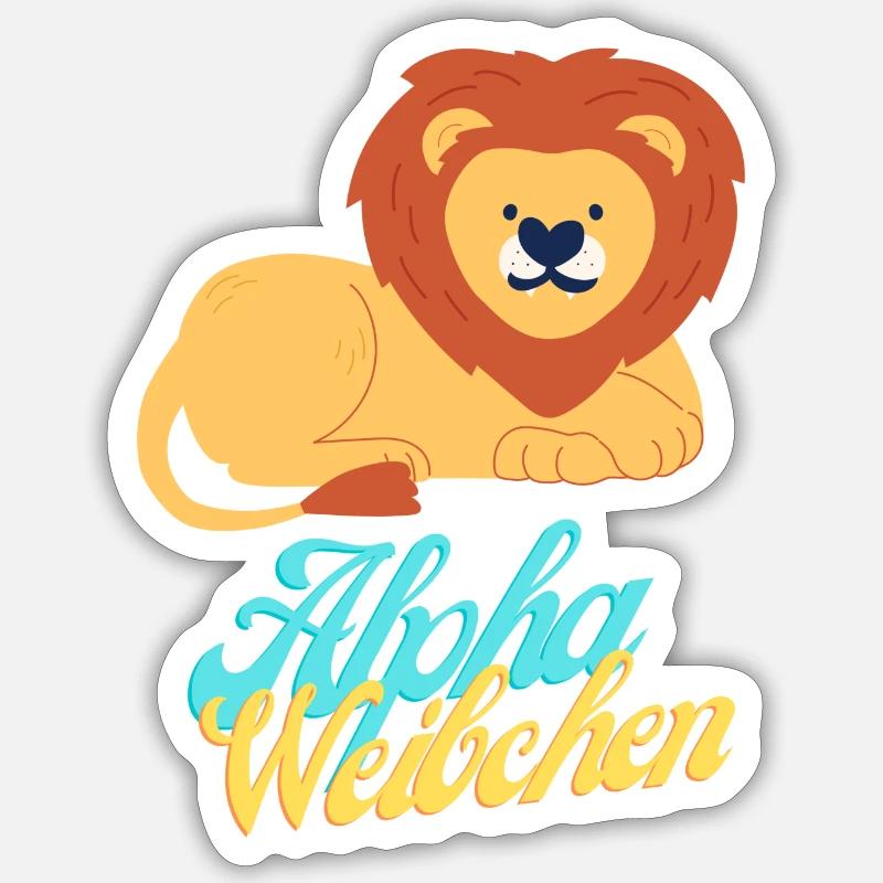 Weiblicher Alphalöwe - Sticker Größe S (10 x 10 cm) - Mattweiß