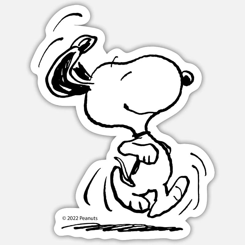 Peanuts Snoopy En Hâte - Sticker taille S (10 x 10 cm) - blanc mat