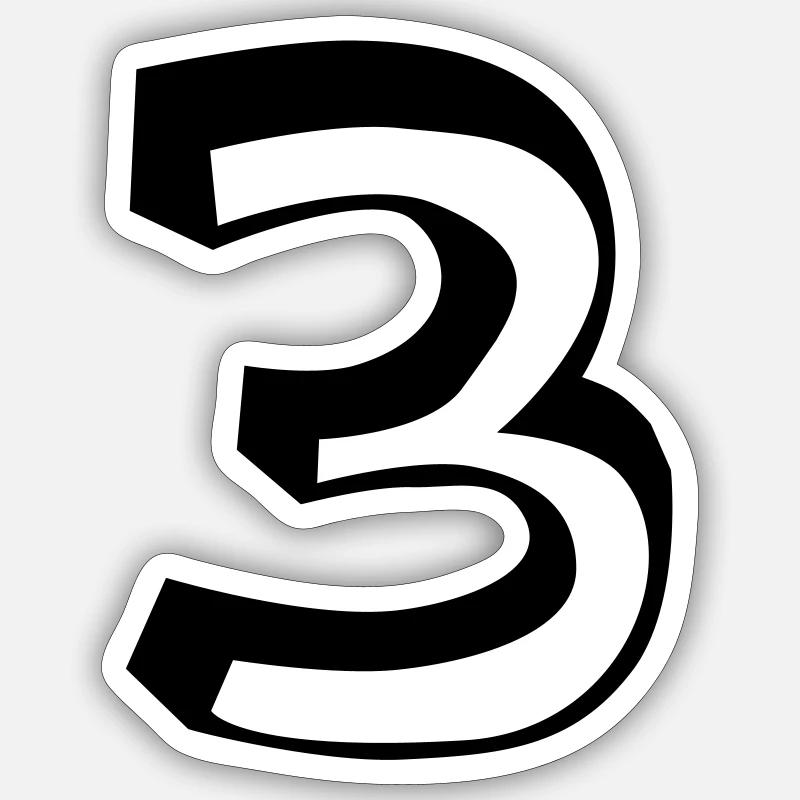 Numéro 3 - Sticker taille S (10 x 10 cm) - blanc mat