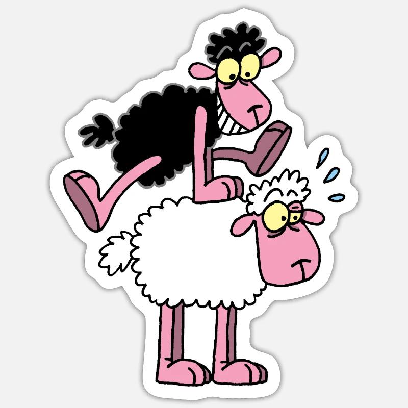 Schwarze Schafe und Springfrosch - Sticker Größe S (10 x 10 cm) - Mattweiß