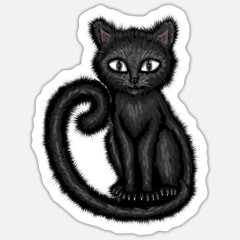 Chat noir 🐈 ⬛️ - Sticker taille S (10 x 10 cm) - blanc mat