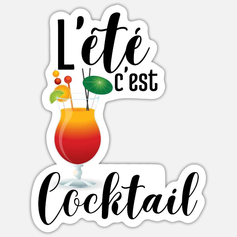 L'été c'est cocktail - Sticker taille S (10 x 10 cm) - blanc mat
