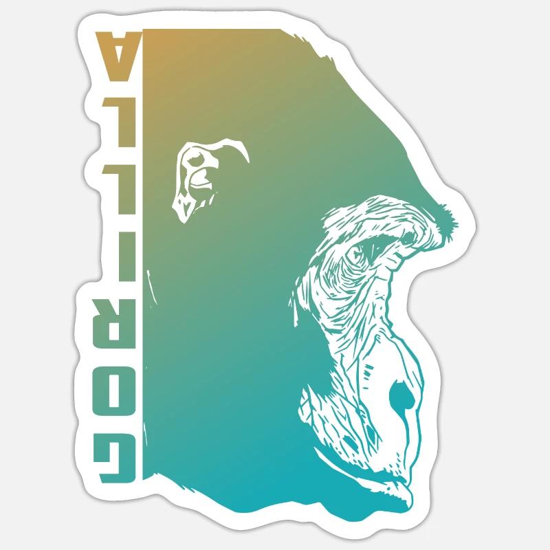 Visage de gorille - Sticker taille S (10 x 10 cm) - blanc mat
