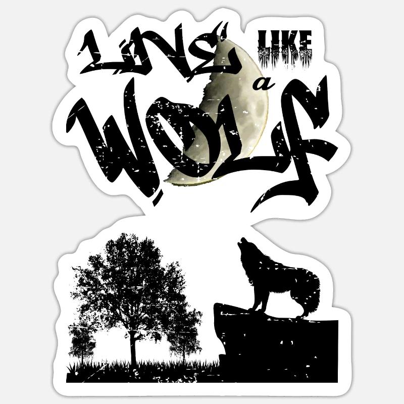 Vivez comme un loup - Sticker taille S (10 x 10 cm) - blanc mat