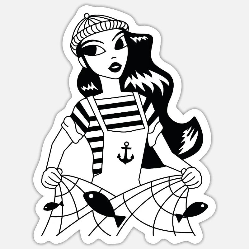 marin la mère - Sticker taille S (10 x 10 cm) - blanc mat