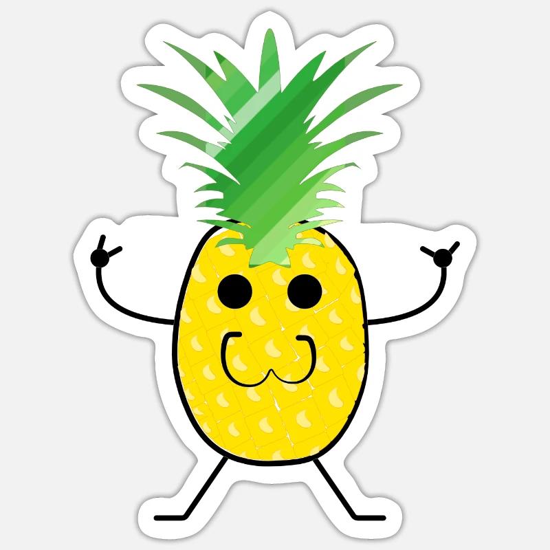 Ananasdude - Sticker Größe S (10 x 10 cm) - Mattweiß