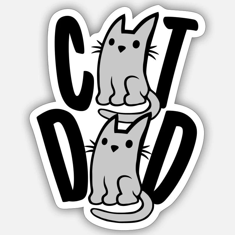 Cat Dad Text Logo - Sticker size S (10 x 10 cm) - white matte