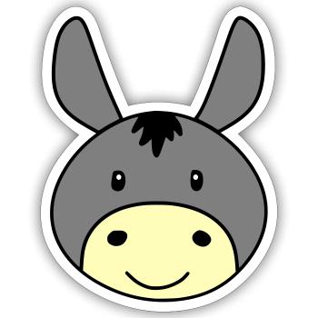 Âne mignon - Sticker taille S (10 x 10 cm) - blanc mat - Devant