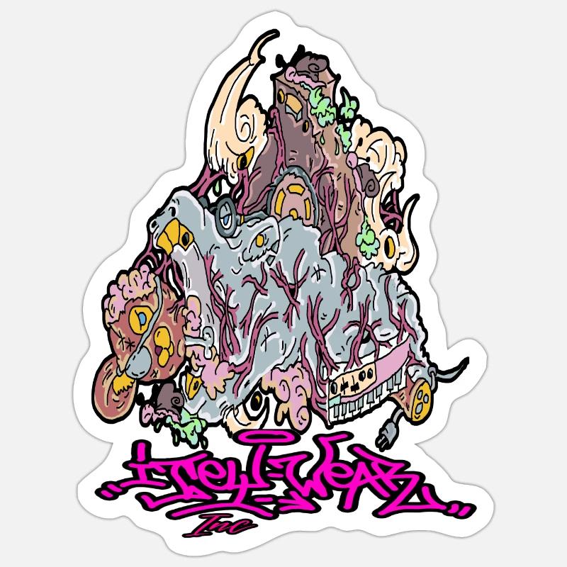 Ryno Graffiti Comic Fully Ice - Sticker size S (10 x 10 cm) - white matte