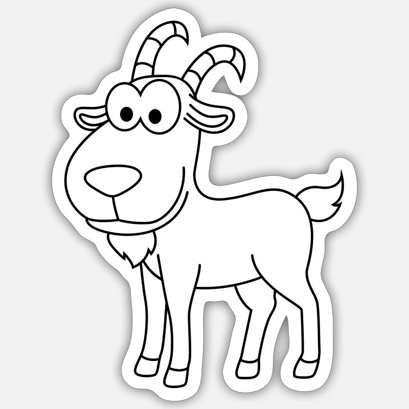 Bergziege Comic Tier - Sticker Größe S (10 x 10 cm) - Mattweiß