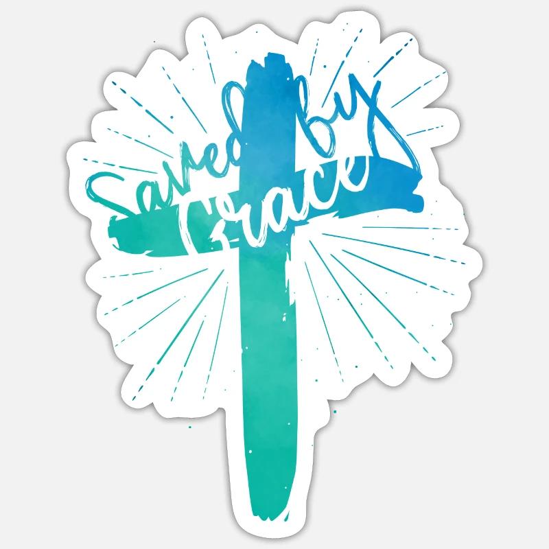 Saved by Grace - Sticker size S (10 x 10 cm) - white matte