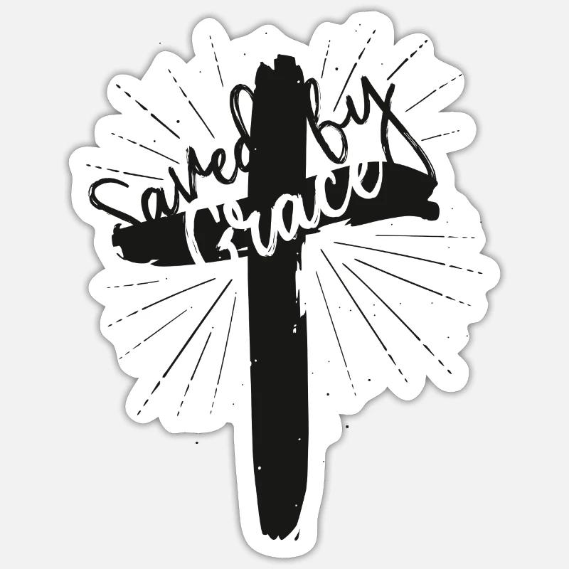 Saved by Grace - Sticker size S (10 x 10 cm) - white matte